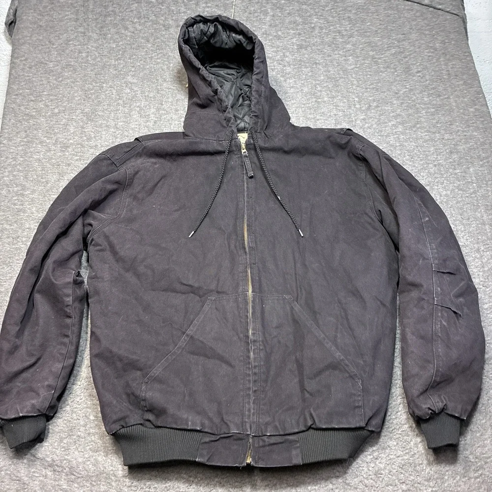 Vintage Blue Mountain Jacket Men's 2XL Tall Black Canvas Quilt Lined‎ Workwear
